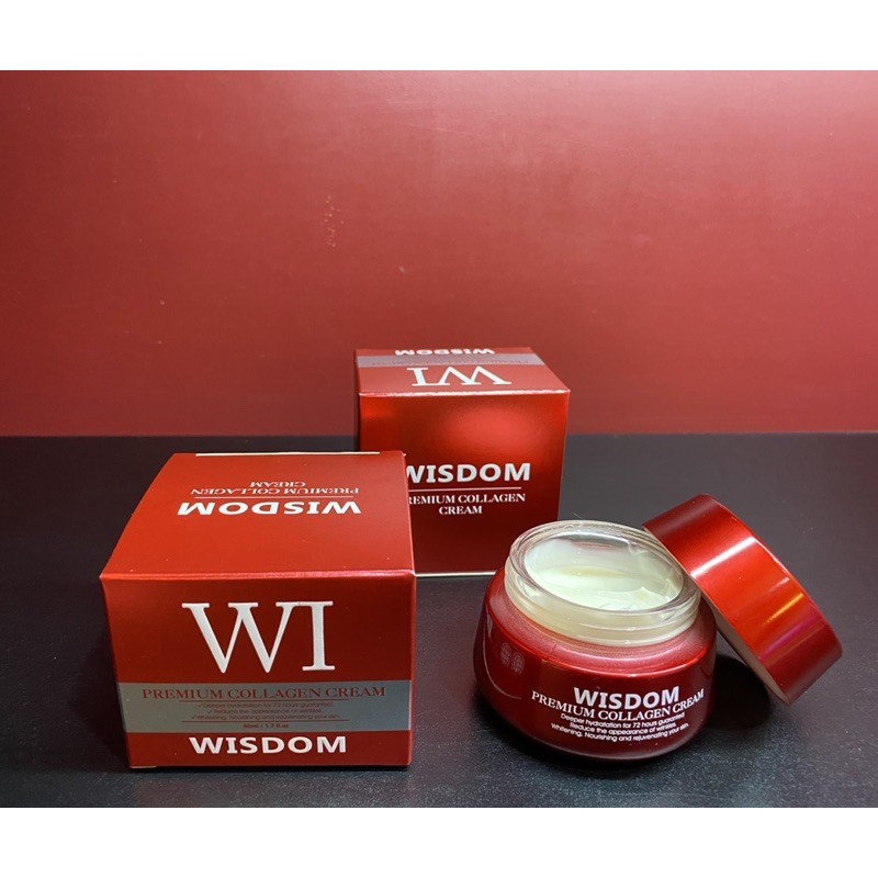 Wisdom premium collagen cream 50g.วิสดอม ครีมคอลลาเจน ผิวใส ตึง เด้ง